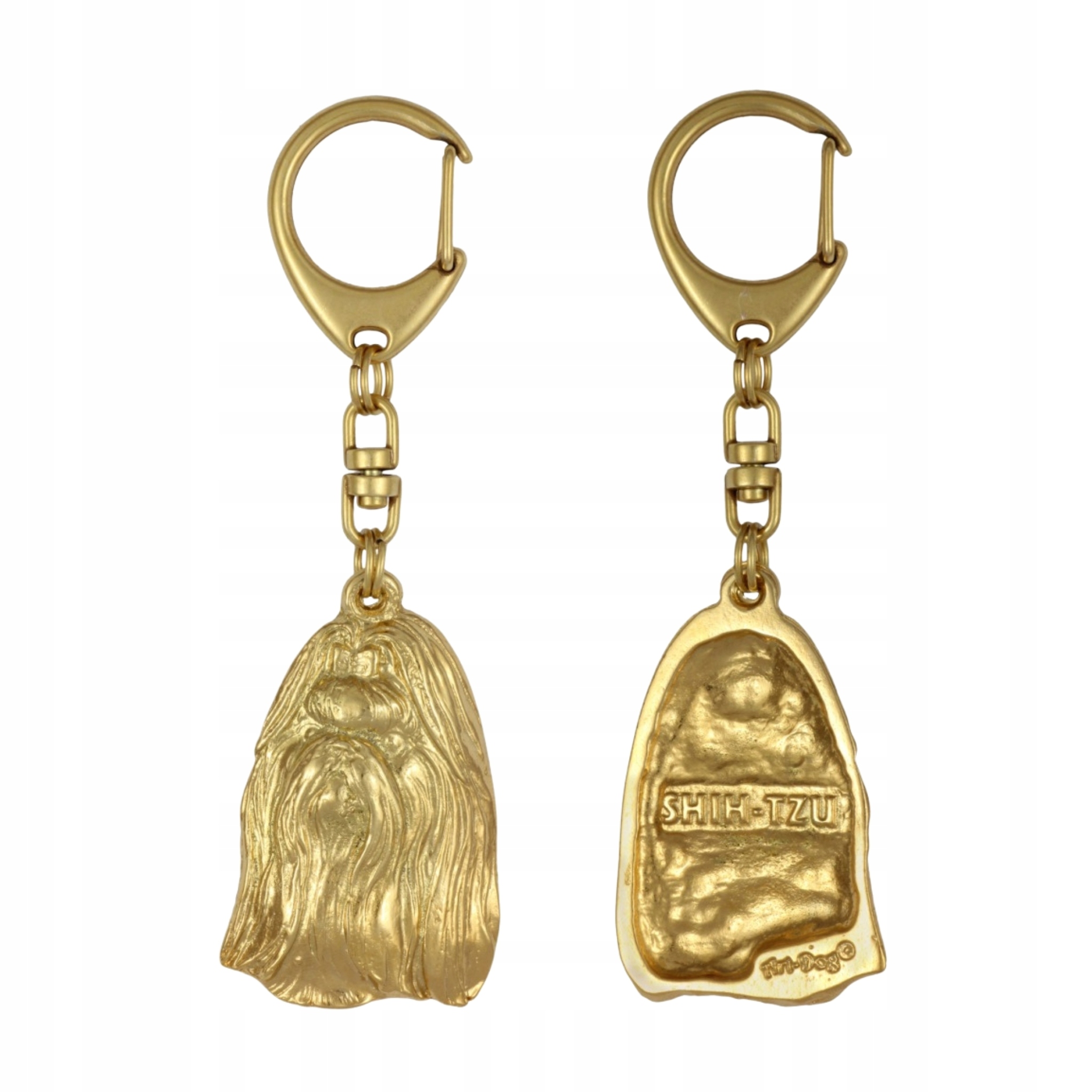 Shih Tzu, Shi tsu, Shi-Tzu, Szi-cu, Szitzu – pozlacený přívěsek na klíče na klíče s p
