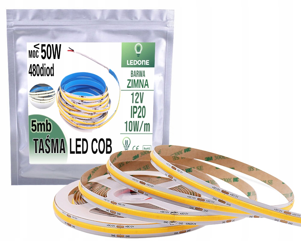 

Taśma Led Cob 12V Neon Zimny 5m linia Led Pro