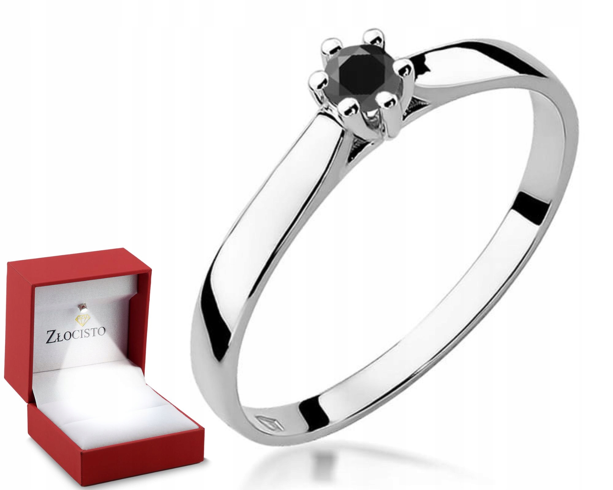 Bílé Zlato Prstýnek Černý Briliant Gravírování 585 Bonus Dárek