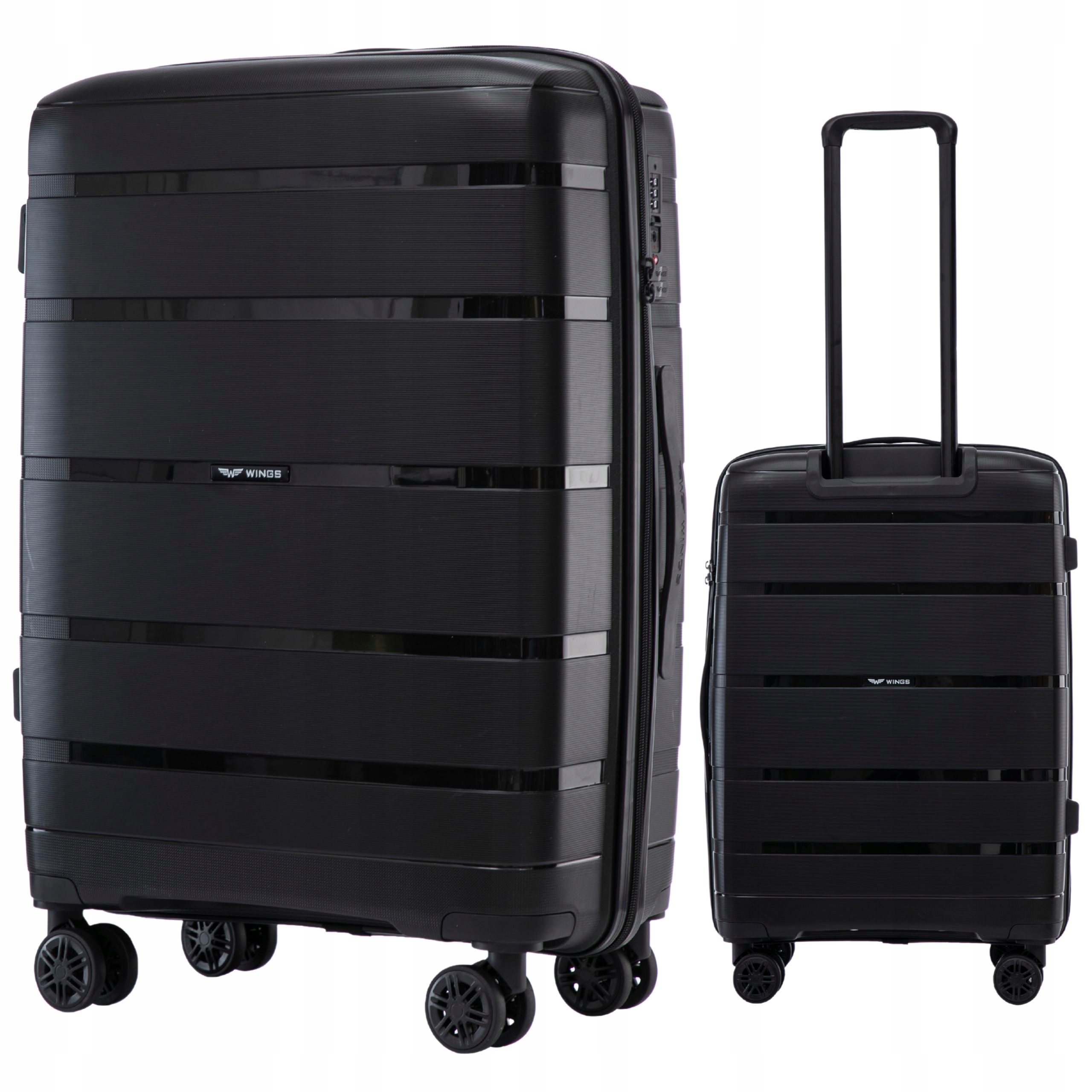 Kufr Černý Střední XL polypropylen Cestovní kufr tvrdý, prostorný Wings