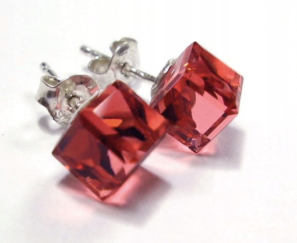 Krystaly Náušnice Stříbro Certifikát Růžové