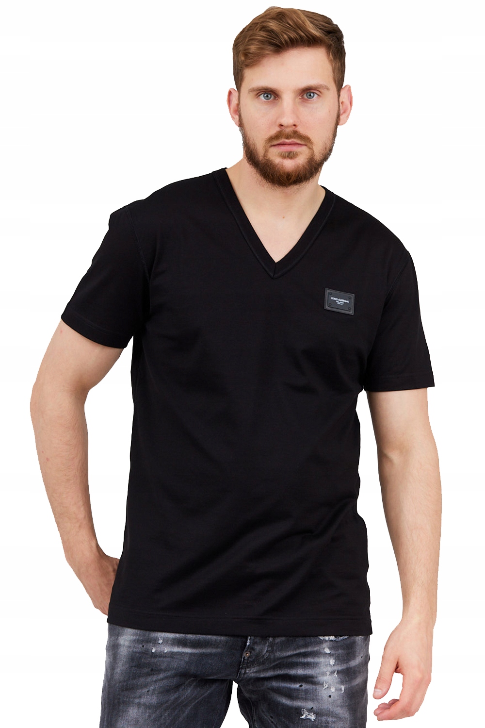 Dolce &amp; Gabbana Černé tričko se sýrem, velikost 46