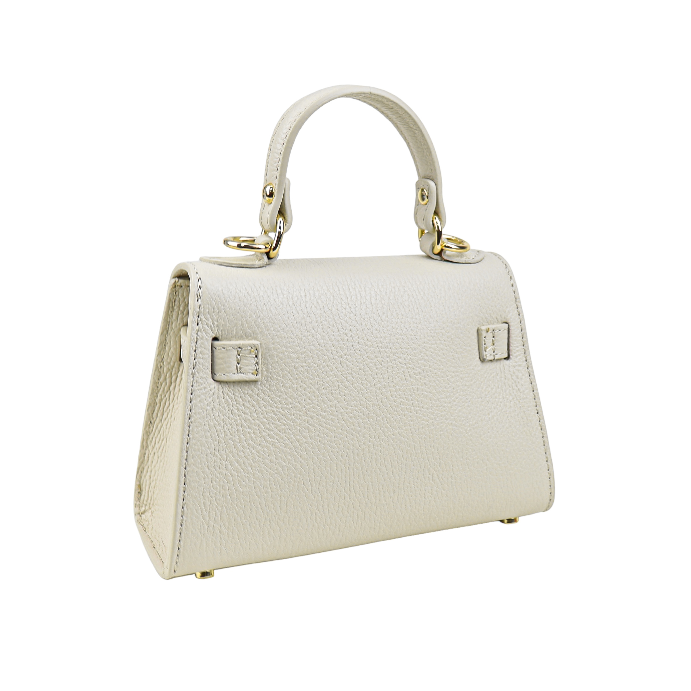 Torebka Damska Kuferek, licowa skóra Emily Ecru Model Emily