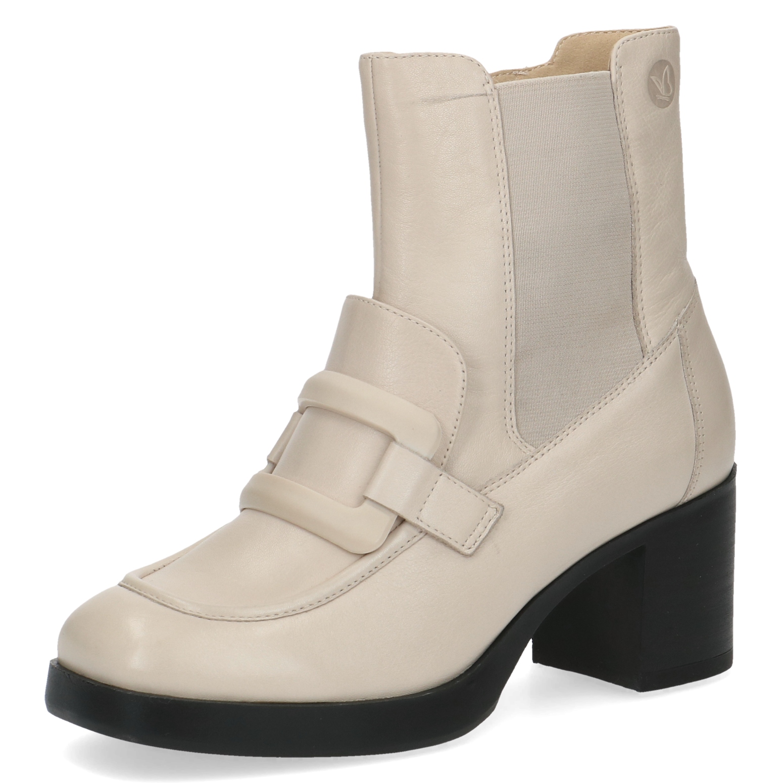 Caprice kotníkové boty krémové Amber s vysokým koženým sloupkem [Velikost 39]