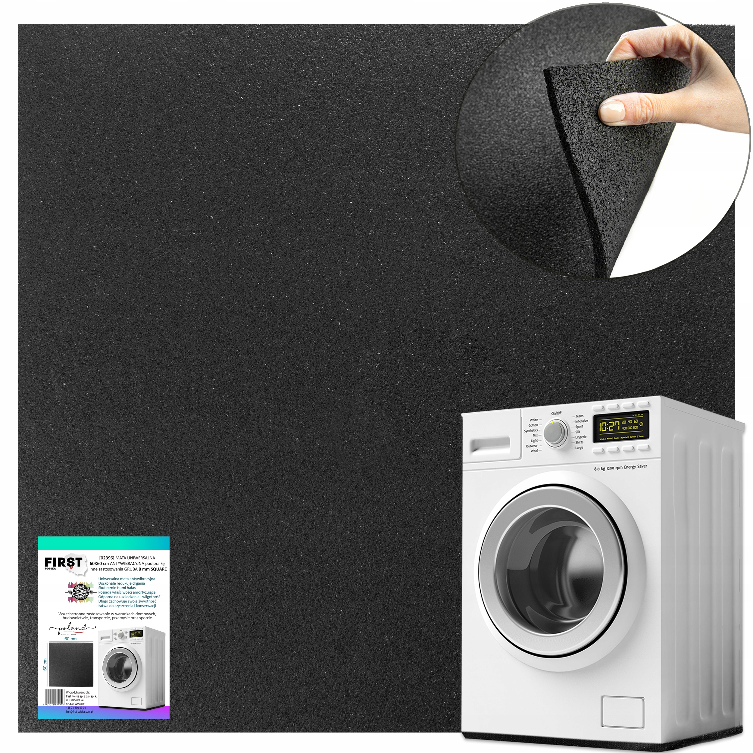 

Mata Antywibracyjna 60x60cm Gruba pod pralkę Pl