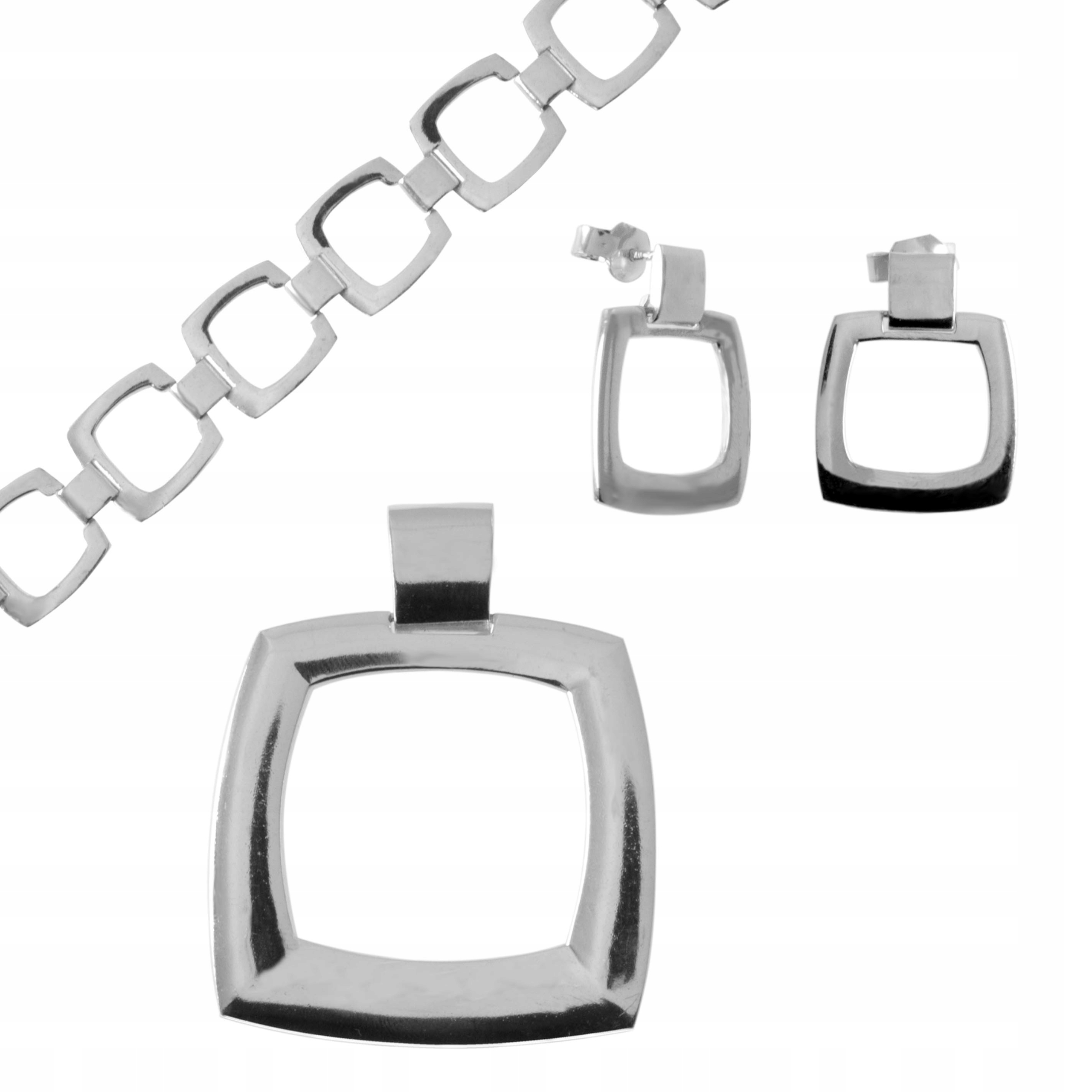 Stříbrný Komplet Hladký Obdélník Extra Velký 925