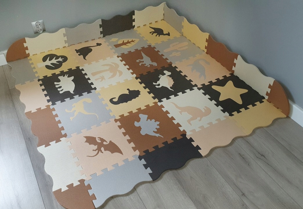 DUŻA Mata Puzzle piankowe EVA Dinozaury Safari 52 elementy T-REX Wiek dziecka 0 +