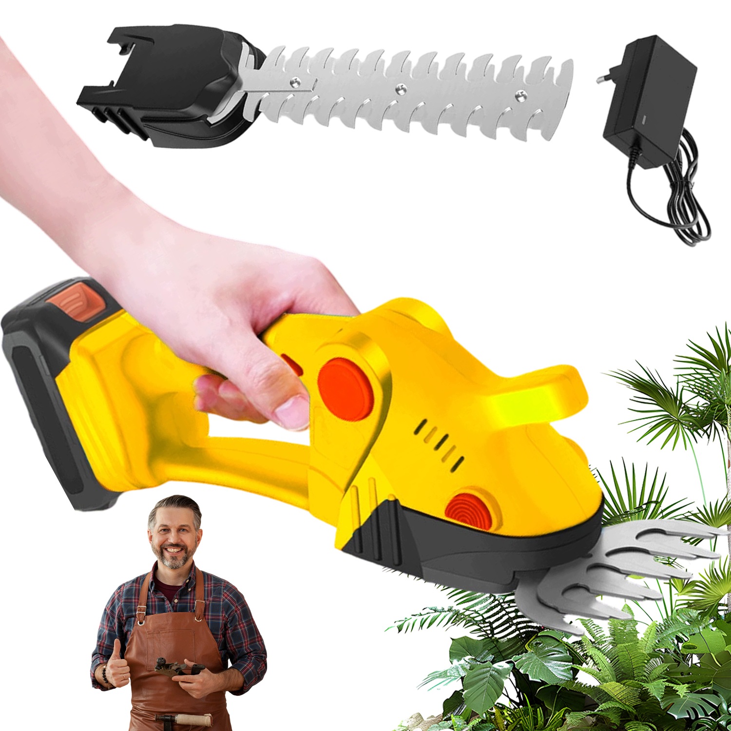 2V1 Elektrické Nůžky Na Trávy 21 V Akumulátorové 2000 Mah Výkonné 300 W Výkonné