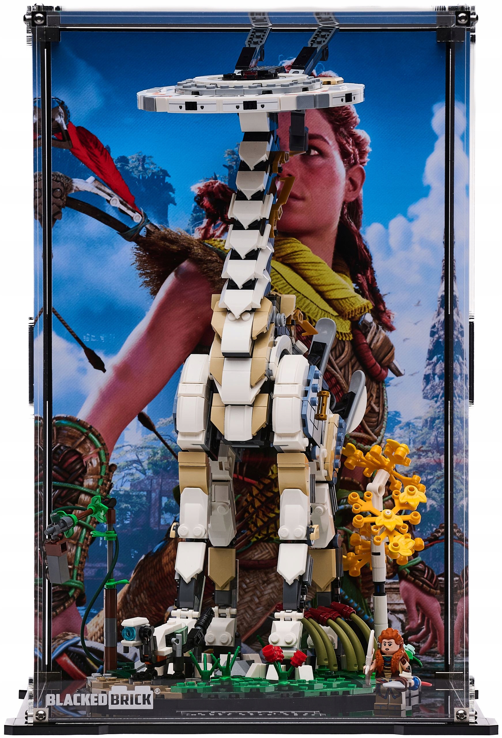 Vitrína s pozadím 2 Blacked Brick pre Lego Horizon 76989 Forbidden West: Žiraf