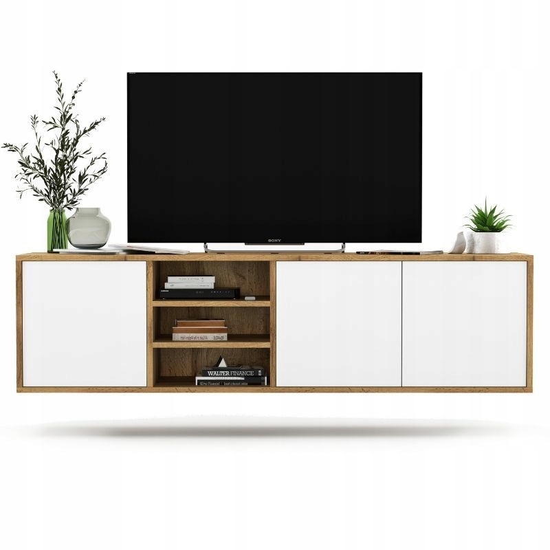 SZAFKA RTV KOMODA WISZĄCA 150c LOFT DĄB WOTAN BIEL komoda szafka szuflady d