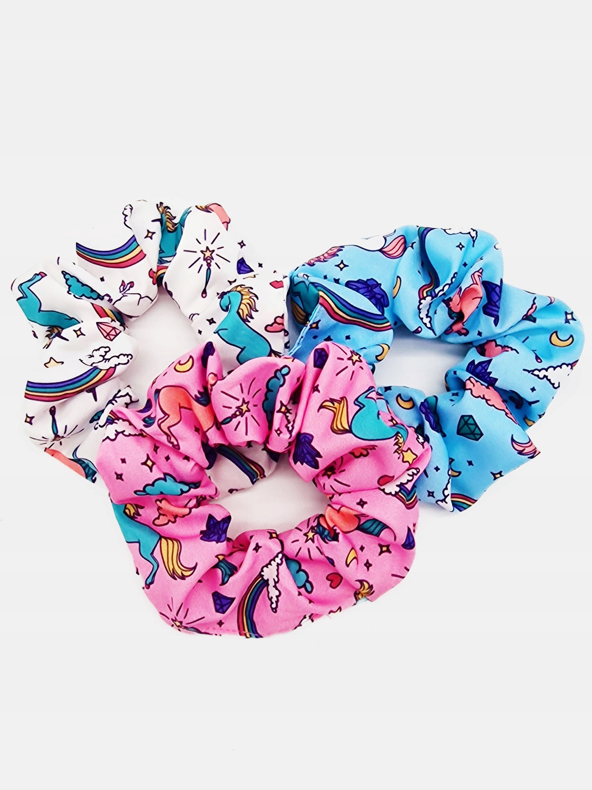

3x Gumki Dla Dziewczynki Scrunchies Jednorożce