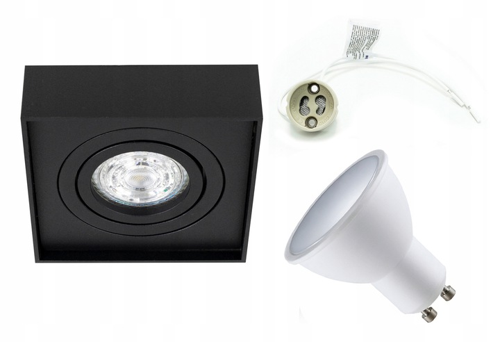 OPRAWA PODTYNKOWA HALOGENOWA MINI LED RUCHOMA KWADR CZARNA EDO +ŻARÓWKA LED