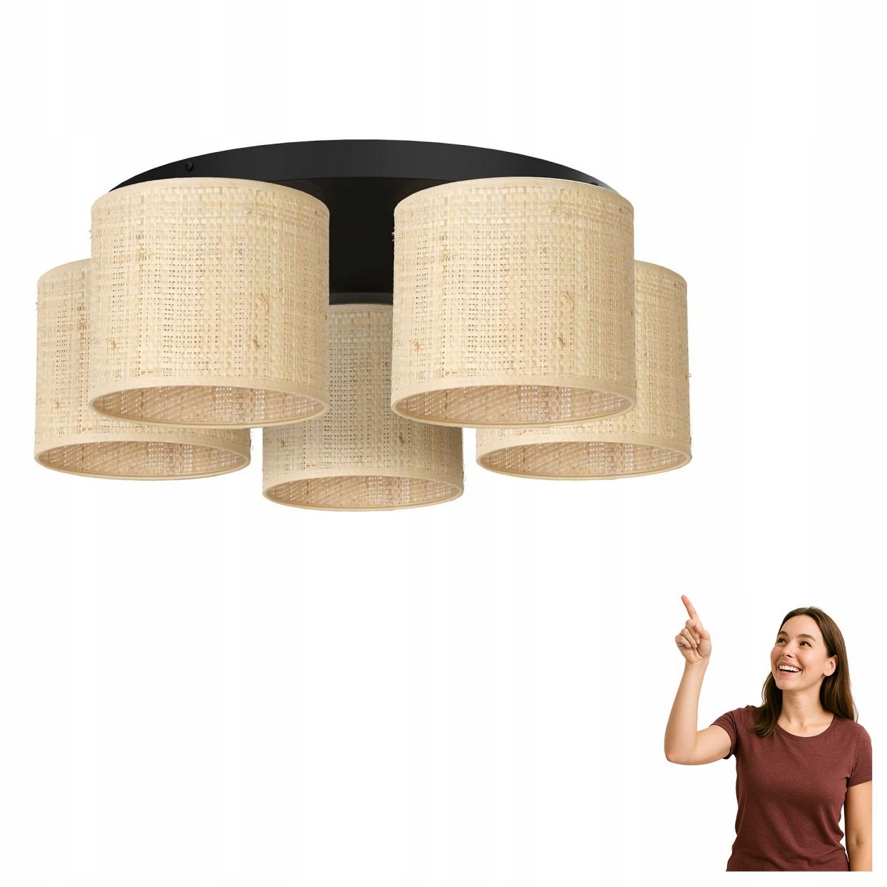 5-bodová stropná lampa Rattan 5277 Luminex