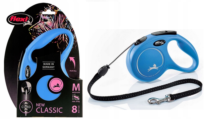 Levně vodítko M Modré Flexi Pro Psa Lanko 8M Do 20KG