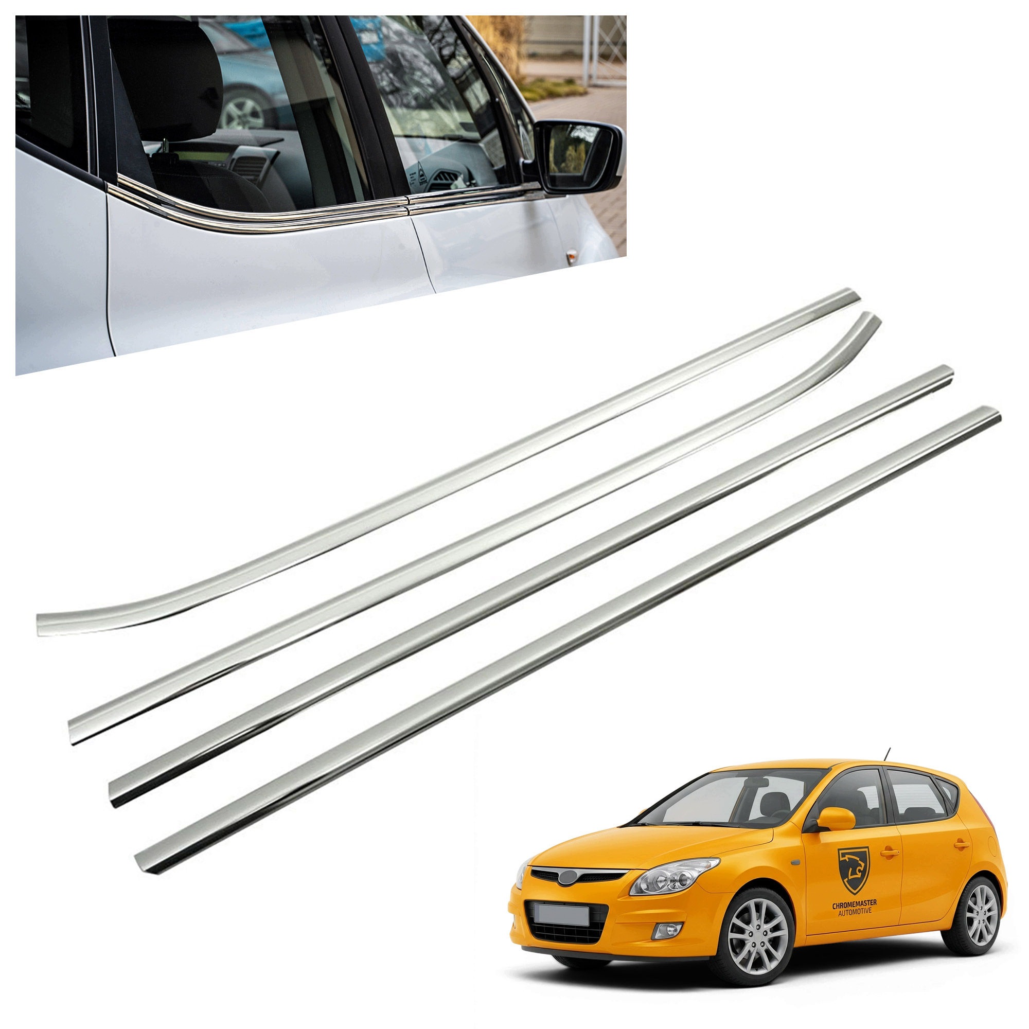 Okenné lišty pod bočné sklá pre Hyundai I30 I 2007-2012 Hb oceľ