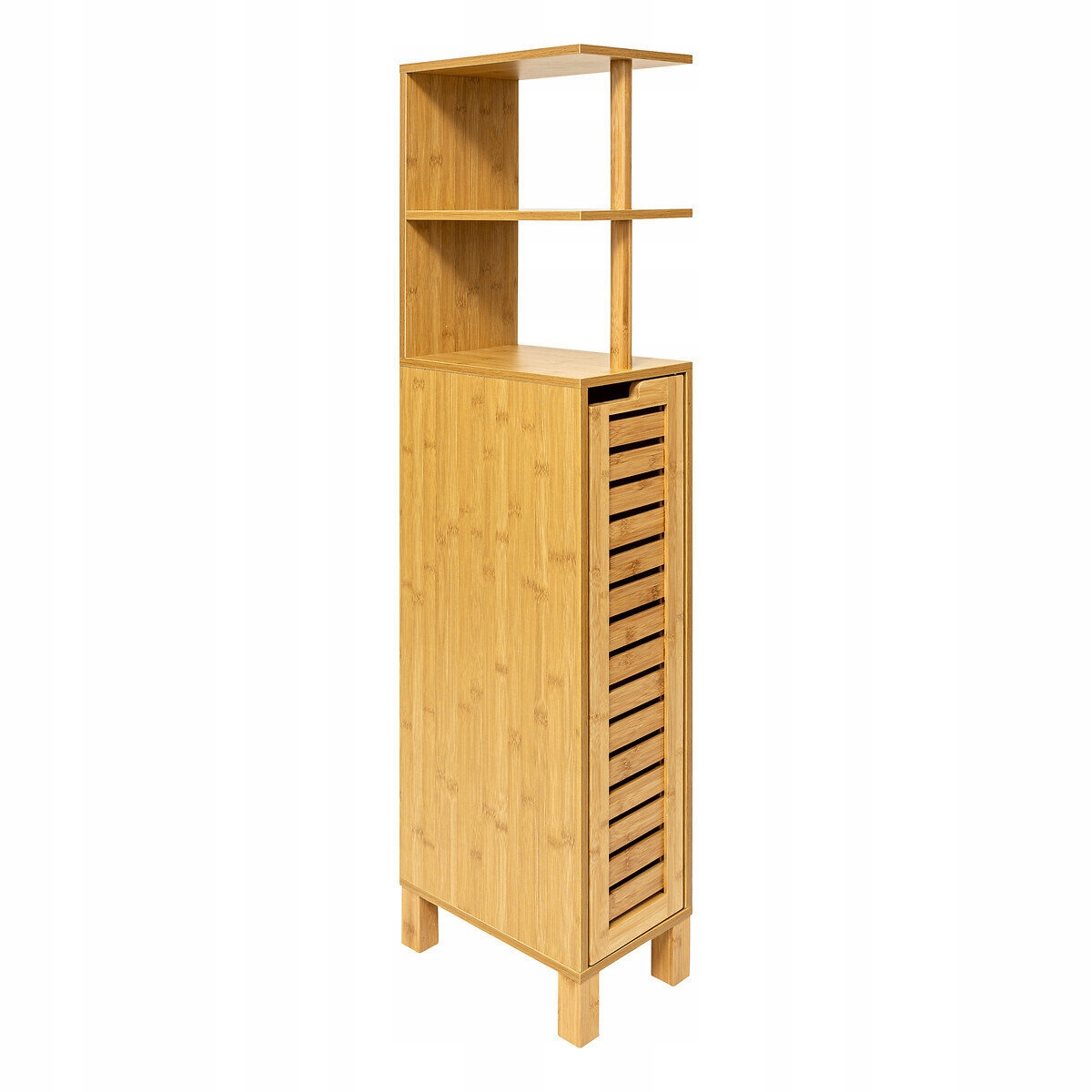 Wąska Szafka Do Łazienki Mdf Bambus 30X19X120 CM Brązowa