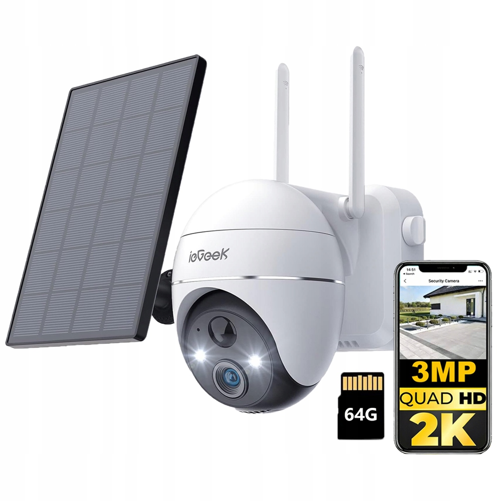 Venkovní solární kamera Ip Wifi s akumulátorem, bezdrátový otočný zoom