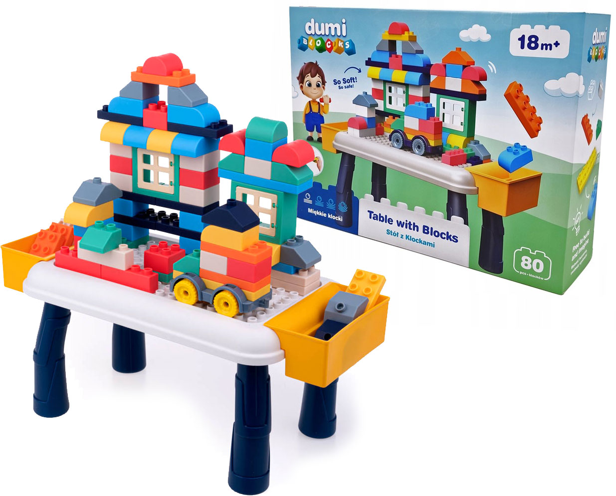 

Dumel Dumi Blocks Stół z klockami Miękkie Klocki