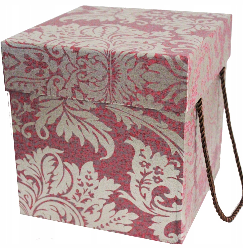 

Flower Box Pudełko Bordo/srebro Ornament Glamour L