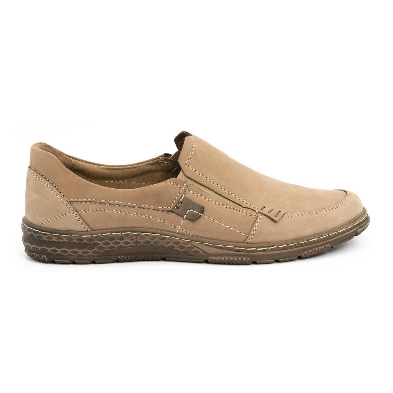 Buty męskie mokasyny skórzane 943MA beżowe 43