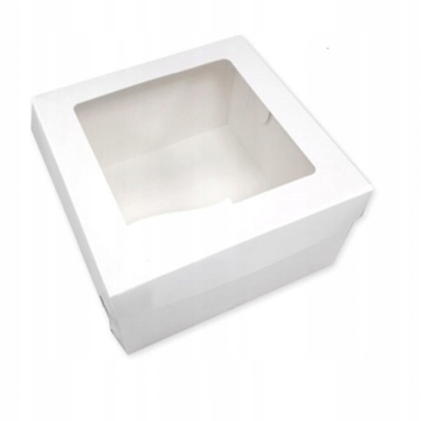 

Pudełko wysokie na tort z oknem białe 35x35x19 cm