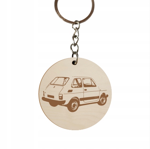 

Brelok drewniany grawerowany Fiat 126p Maluch