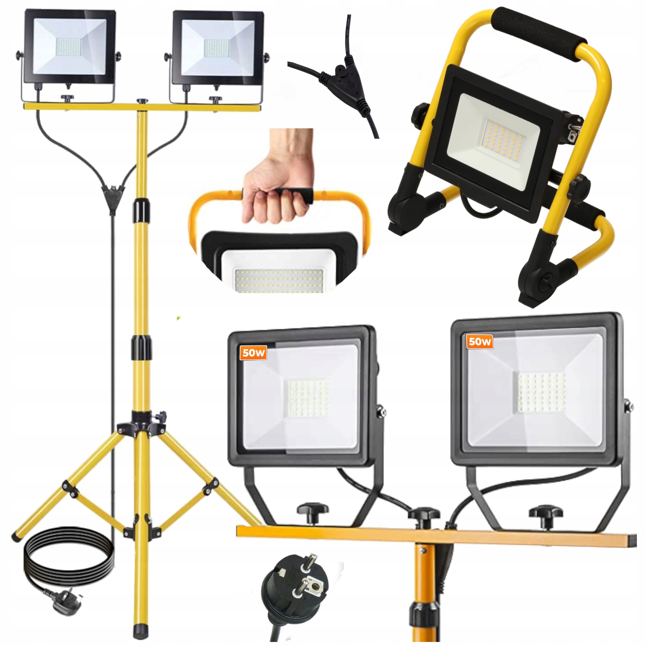 

Halogen Naświetlacz Led 3x 50W Zestaw Budowlany