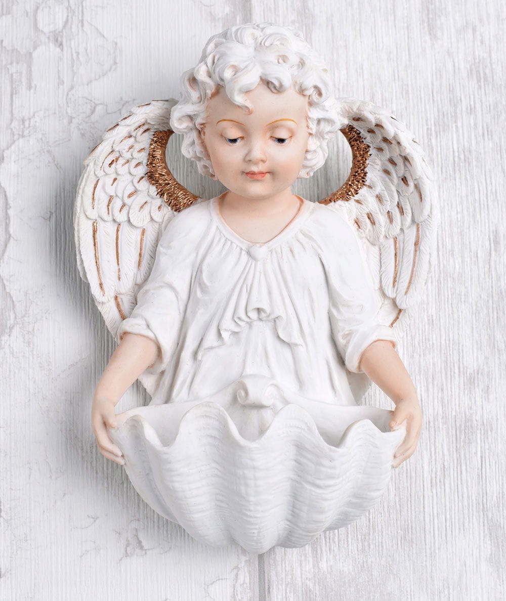 

Kropielnica na Ścianę z Aniołkiem Biała Ceramiczna