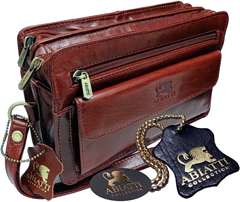 Kožená Pánská Taška Do Ruky Abiatti, Silná Hnědá Lícová Kůže Na Zip