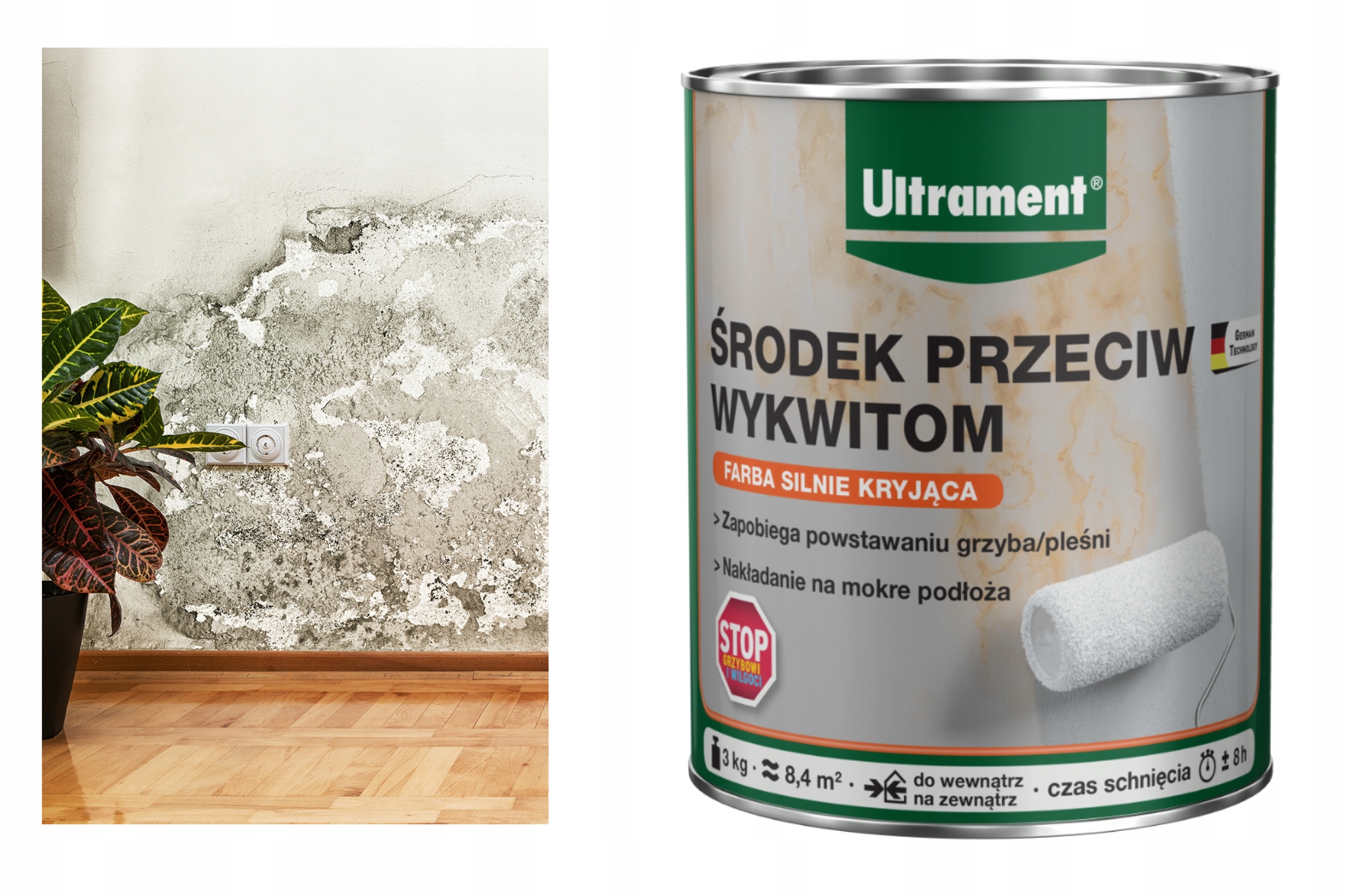 Ultrament Prostředek proti výkvětům na zdi – Barva proti plísním 3 kg