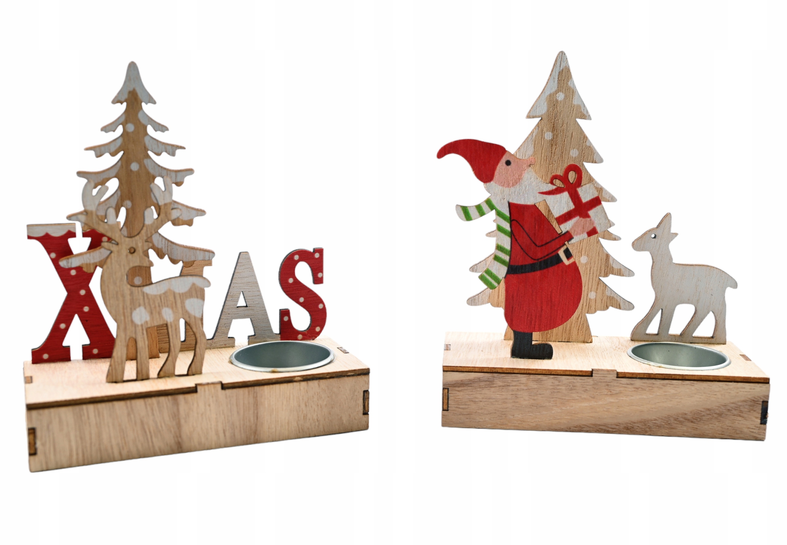 ŚWIĄTECZNA DEKORACJA DREWNIANA PODSTAWKA TEALIGHT RÓŻNE WZORY Marka Midex