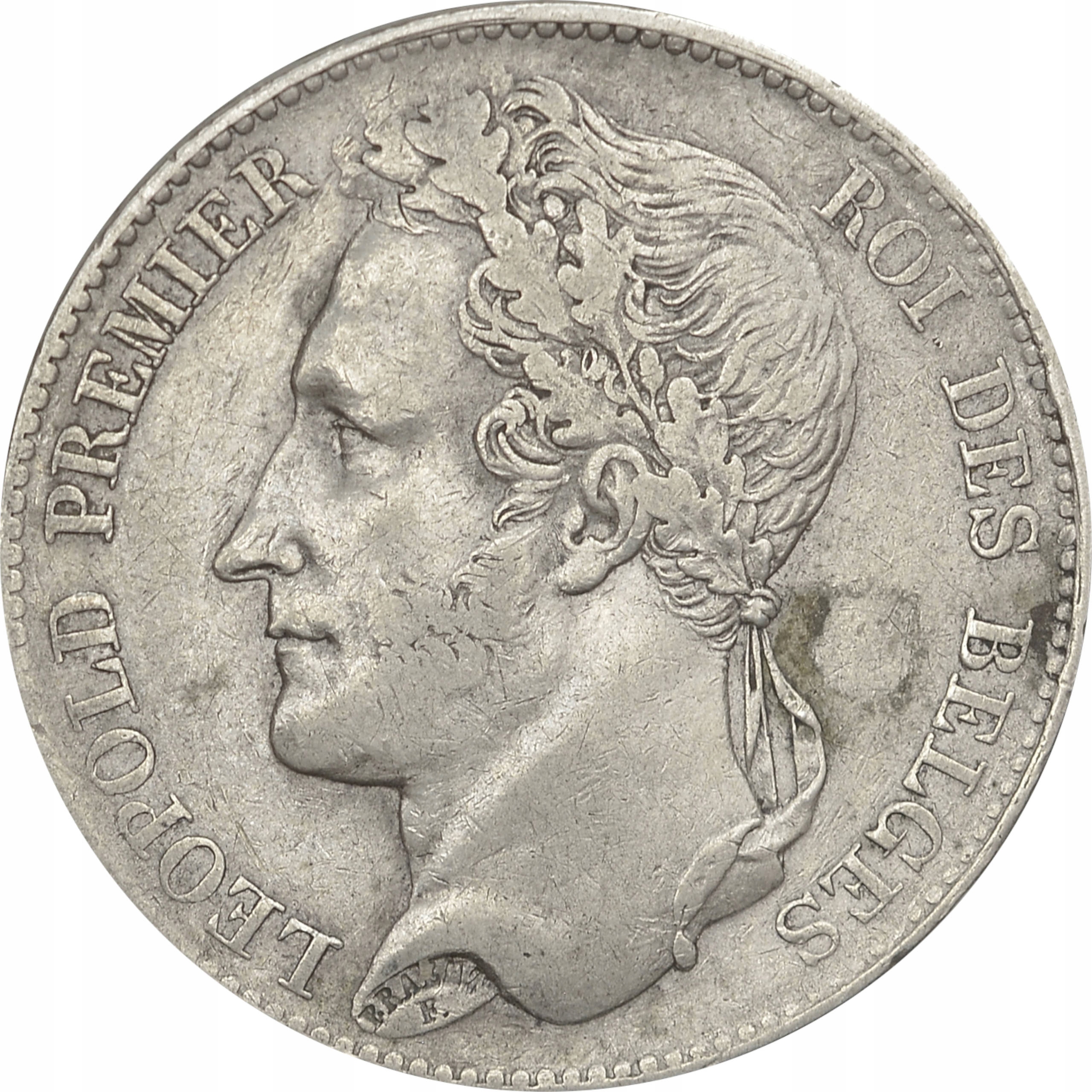 12.gtr.BELGIA, LEOPOLD I, 5 FRANKÓW 1848
