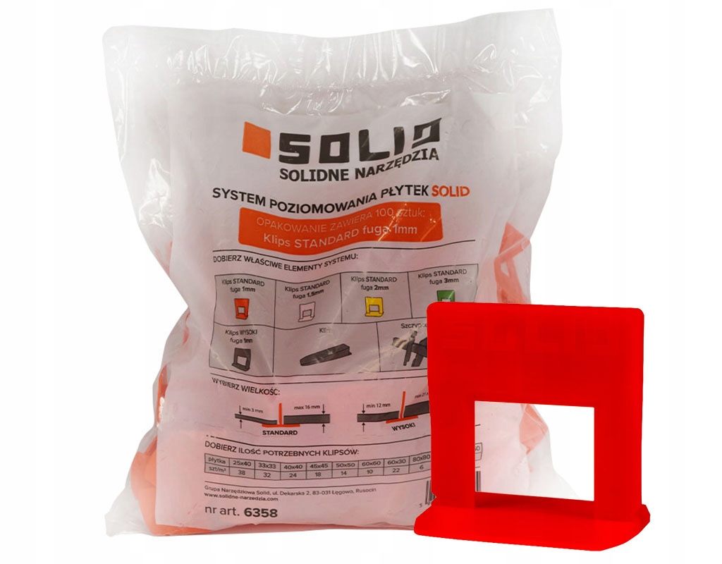 

Solid System Poziomowania Płytek Klipsy 1mm 100szt