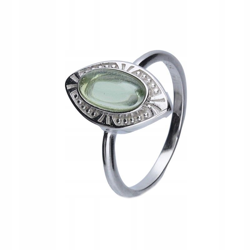 Prstýnek ze stříbra 925, zelený kámen od klenotníka r20