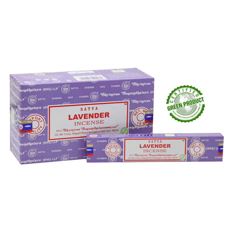 INDYJSKIE KADZIDEŁKA PYŁKOWE SATYA LAVENDER 12 op x 15 g LAWENDA