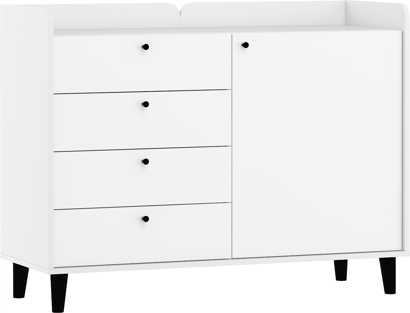 Komoda Dolce DOL-03 1D4S bílá bílá, polovina 120 cm