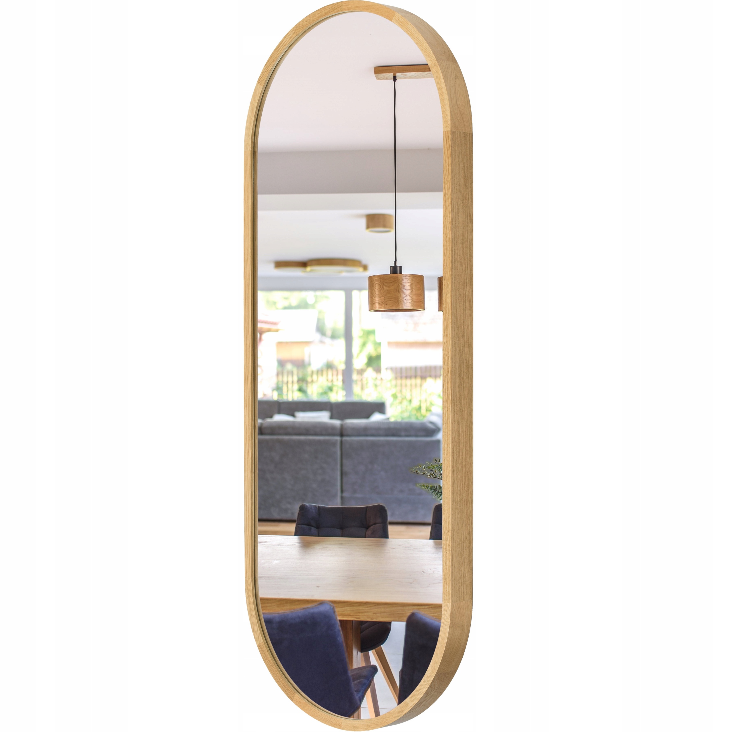 Zrcadlo Leja oválné v dřevěném rámu Dub 100x38 Stylové