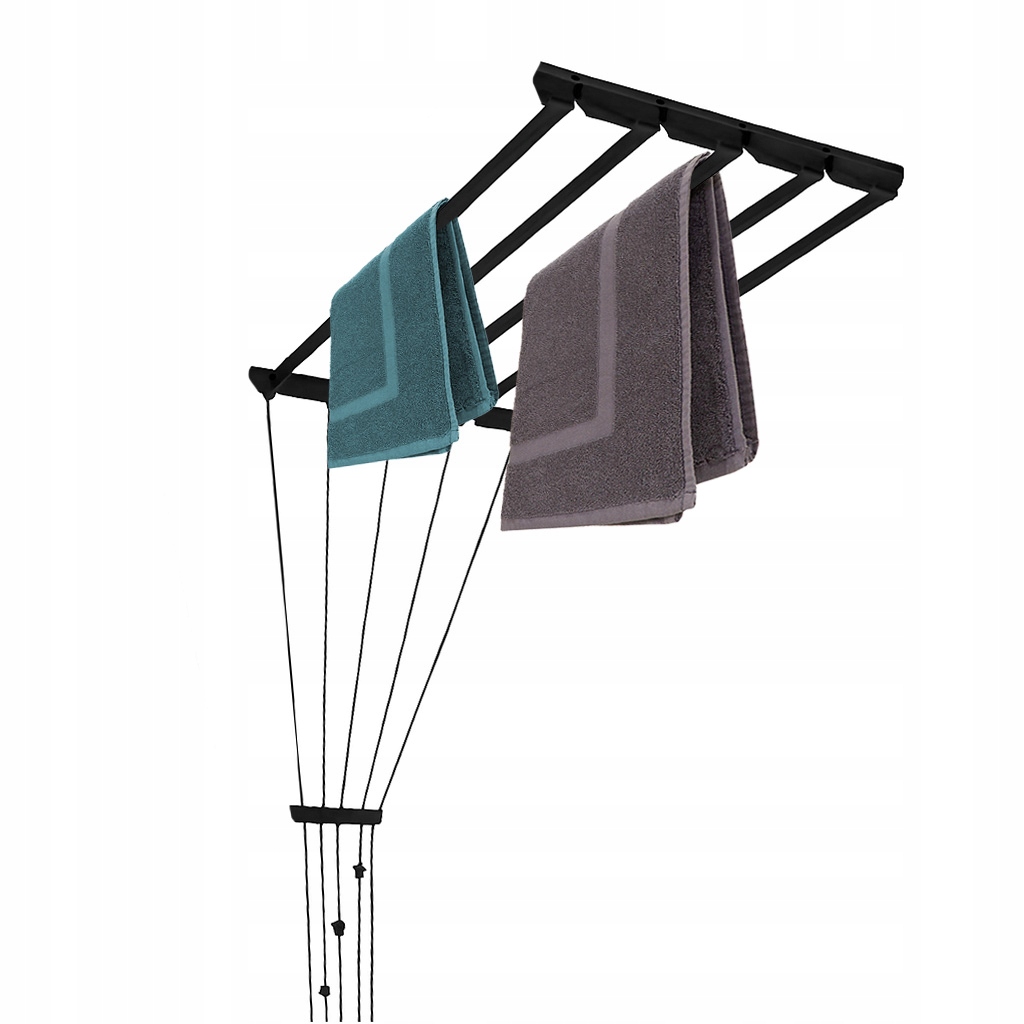 Levně Černá Sušák Stropní koupelnová na balkon 100 cm 5 tyčí