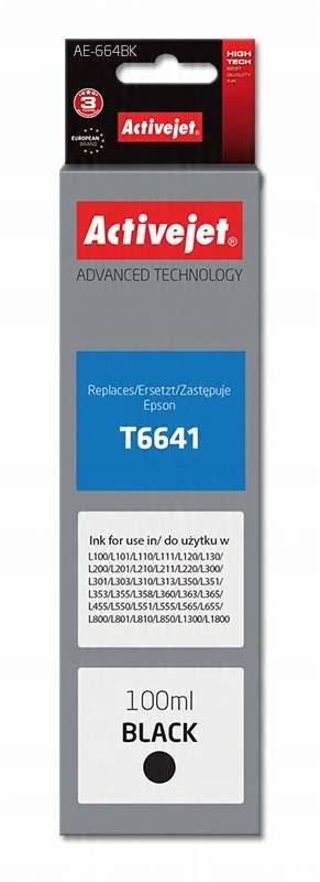 

Tusz T6641 Bk do Epson L100 L386 L200 L455 L300