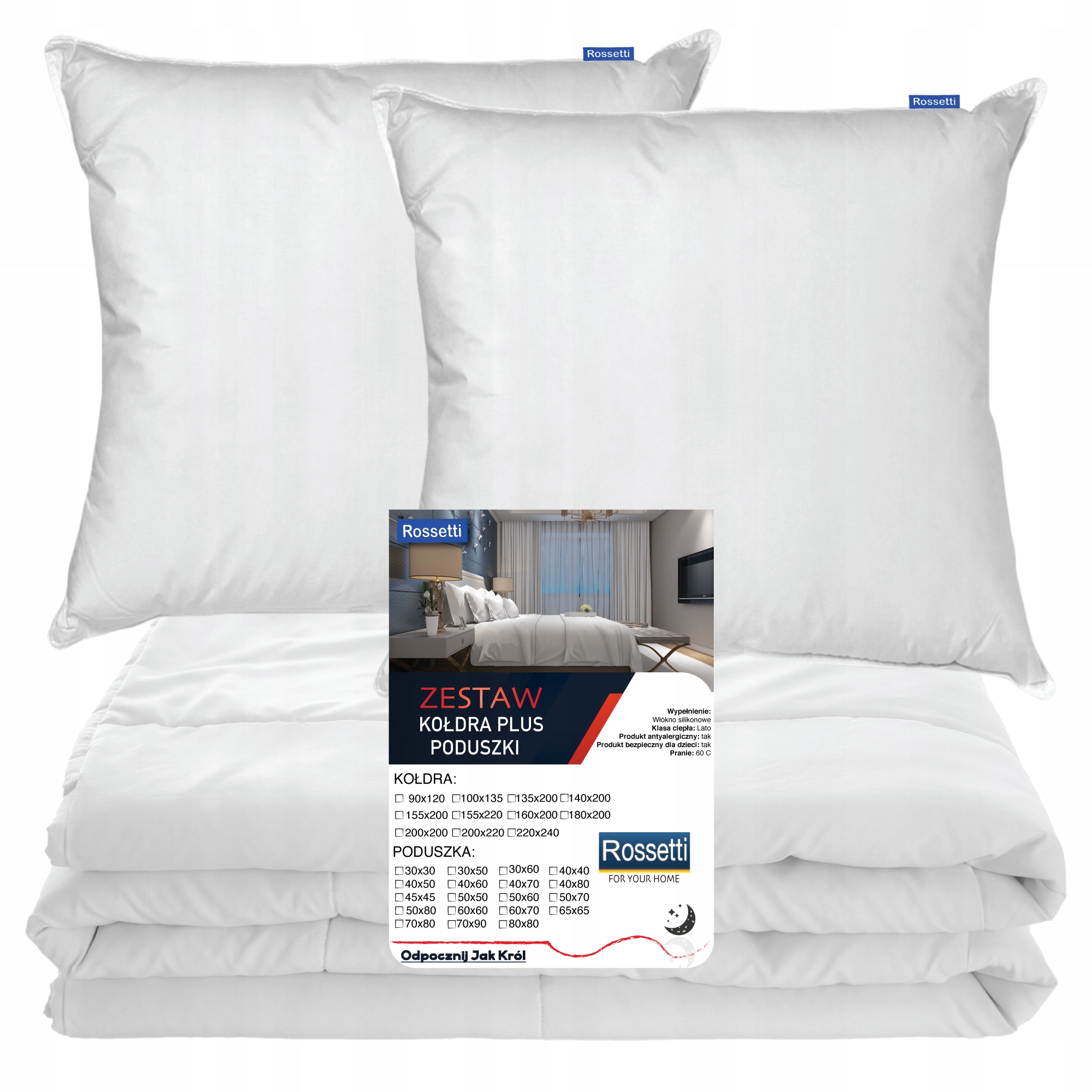 

Kołdra 200X220 2x Poduszka 70X80 Zestaw