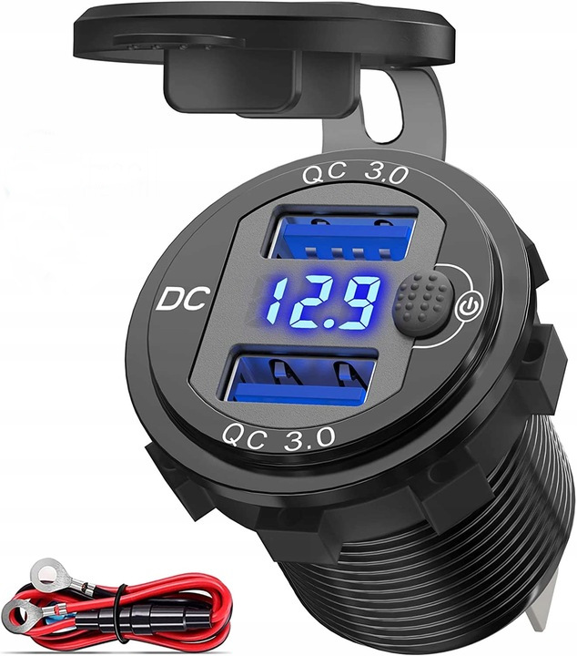 

Ładowarka motocyklowa 2 Usb Gniazdo zapalniczki Qc