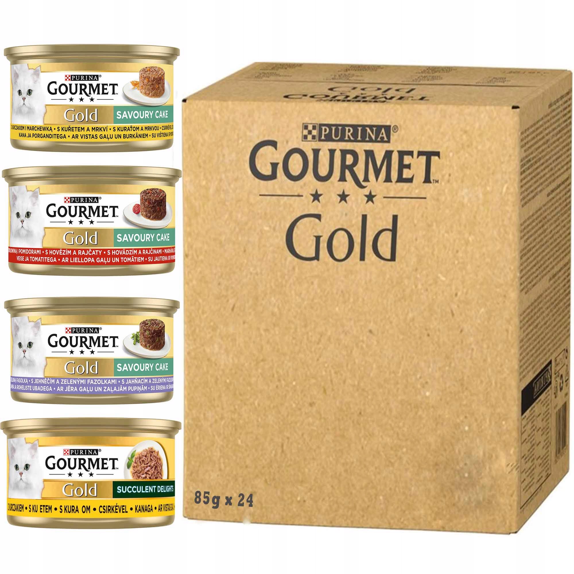 Levně Gourmet Gold Krmivo pro kočky savoury cake s hovězím masem a rajčaty 85 g