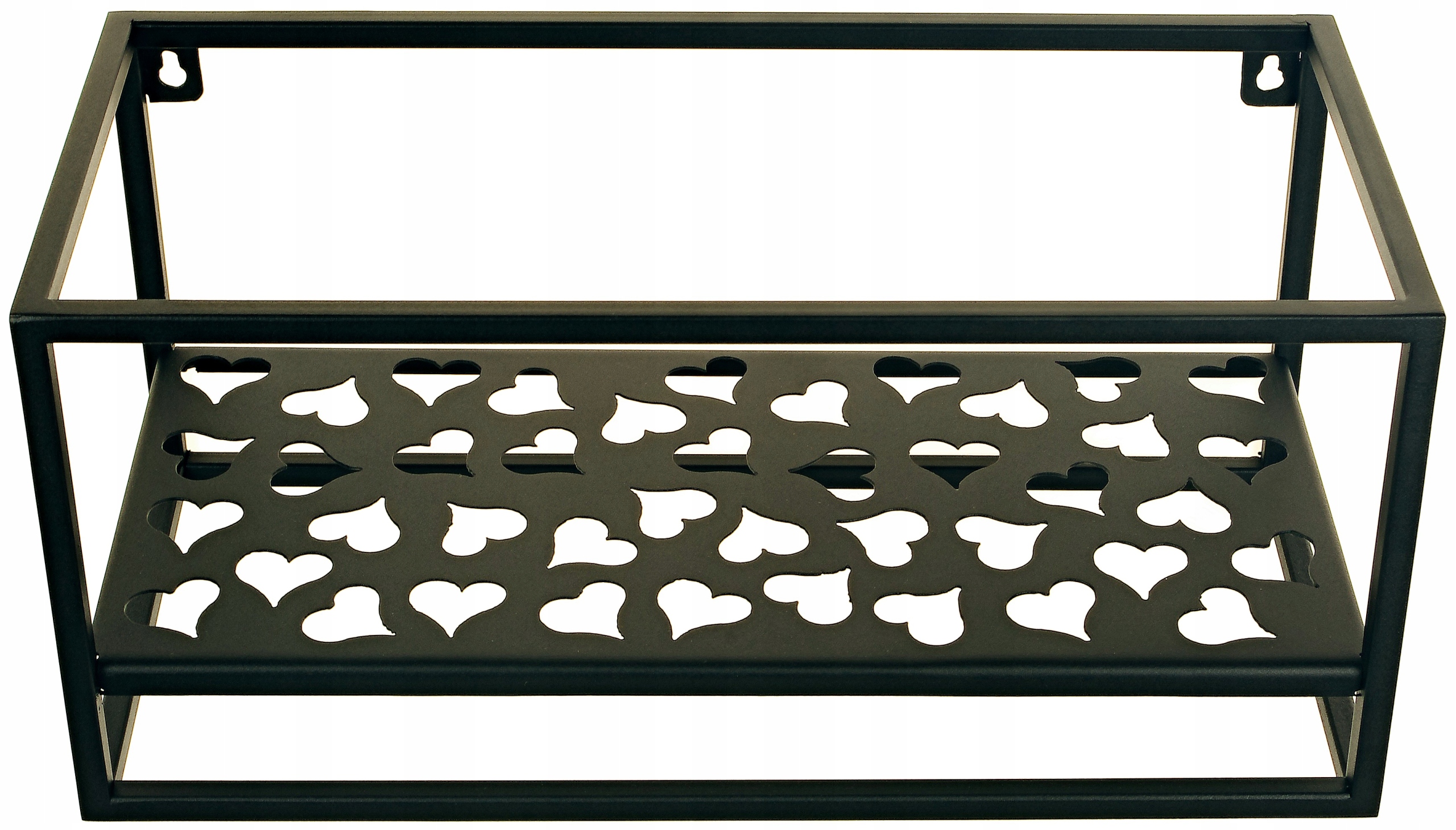 závesná polica, nástenný kvetináč, čierna, kovová, jednoduchá, 41 cm x 19 cm