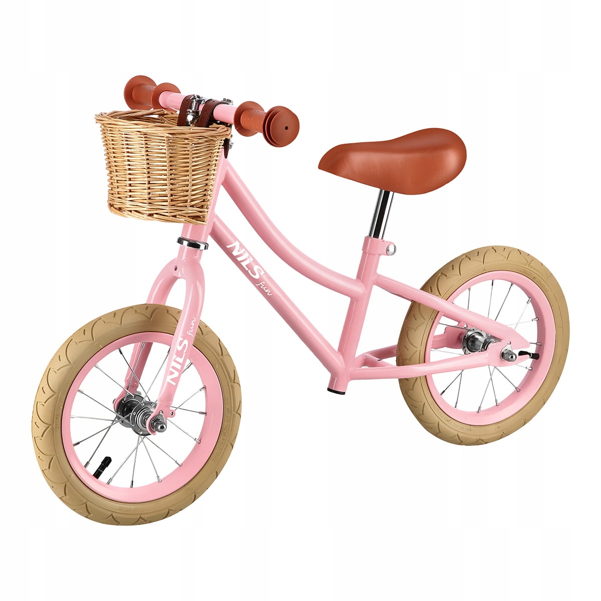 Rowerek Biegowy Dla Dzieci Nils Fun RB031 Różowy Pompowane Koła Regulowany