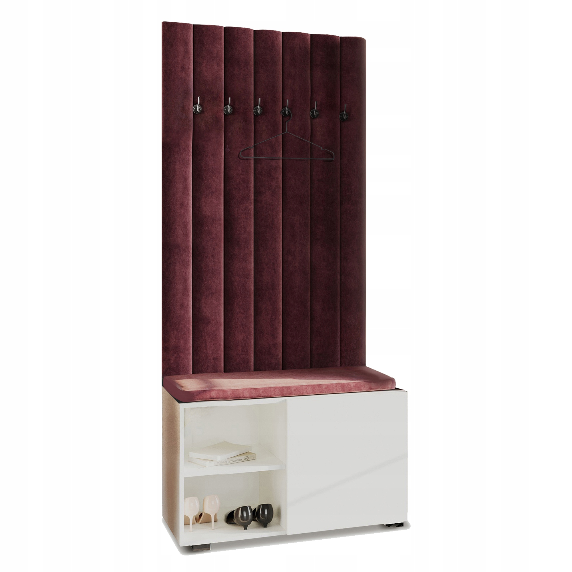 Šatní skříň do předsíně věšák sedák panely bílá Aria Pto Černá 68