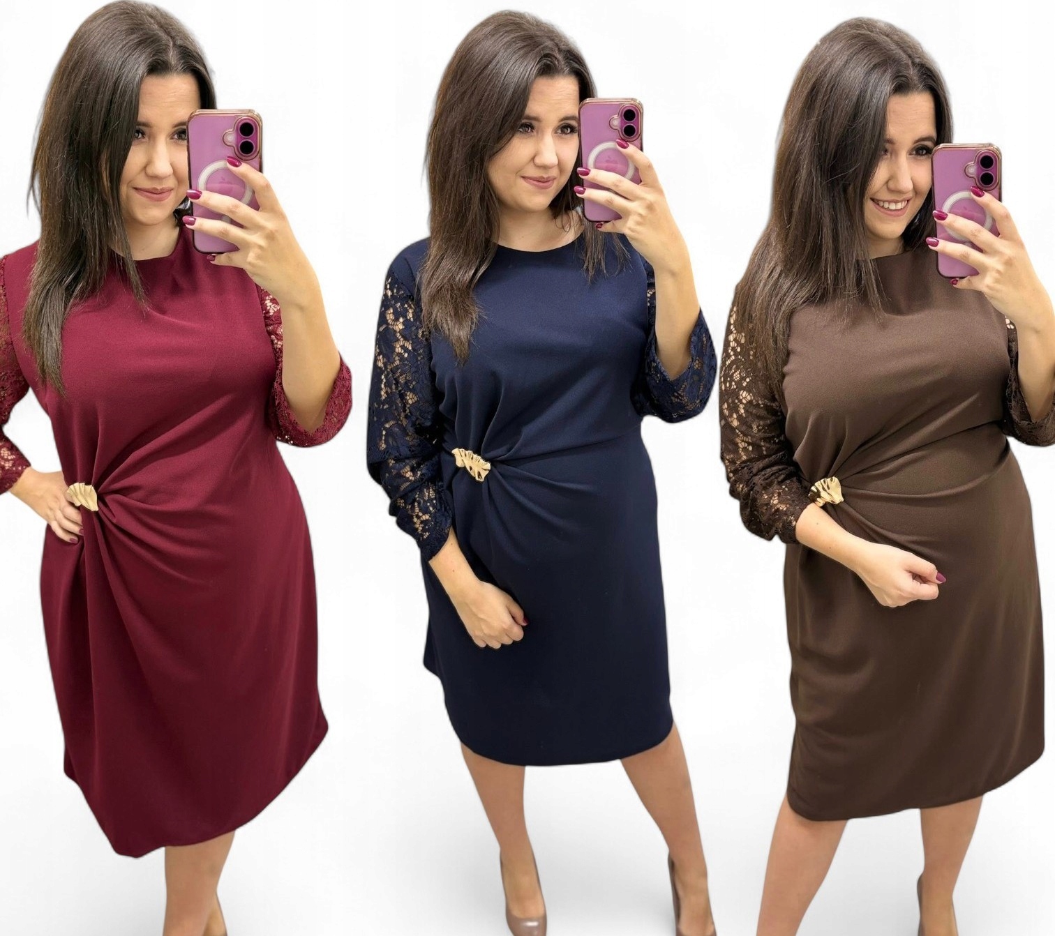 Elegantní šaty s krajkou a volánkem Plus Size, velikost 48, 50 barev