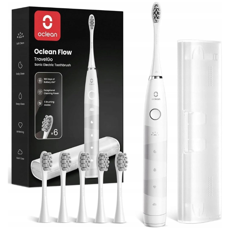 Oclean Flow Szczoteczka soniczna TravelGO Flow, biała etui