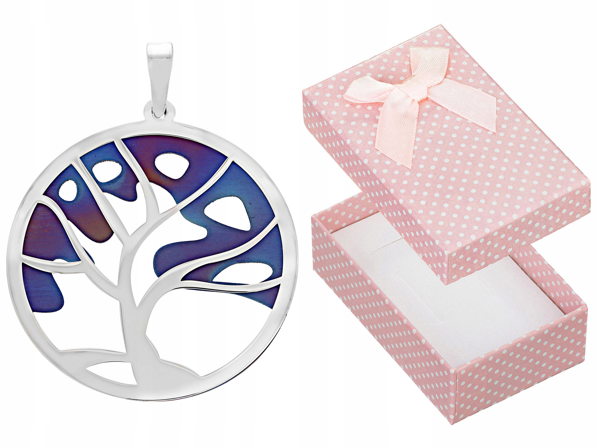 Stříbrný Přívěsek Strom štěstí s titanem Kulatý přívěsek Kolečko