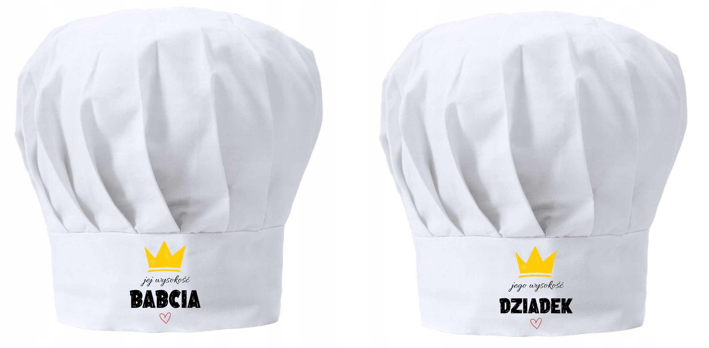 Kuchařská čepice x2 Dárek pro prarodiče Výška Babička Výška Dědeček