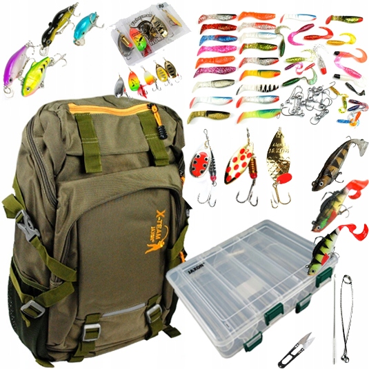 spinningový set Batoh krabička Návnad 74 doplňků